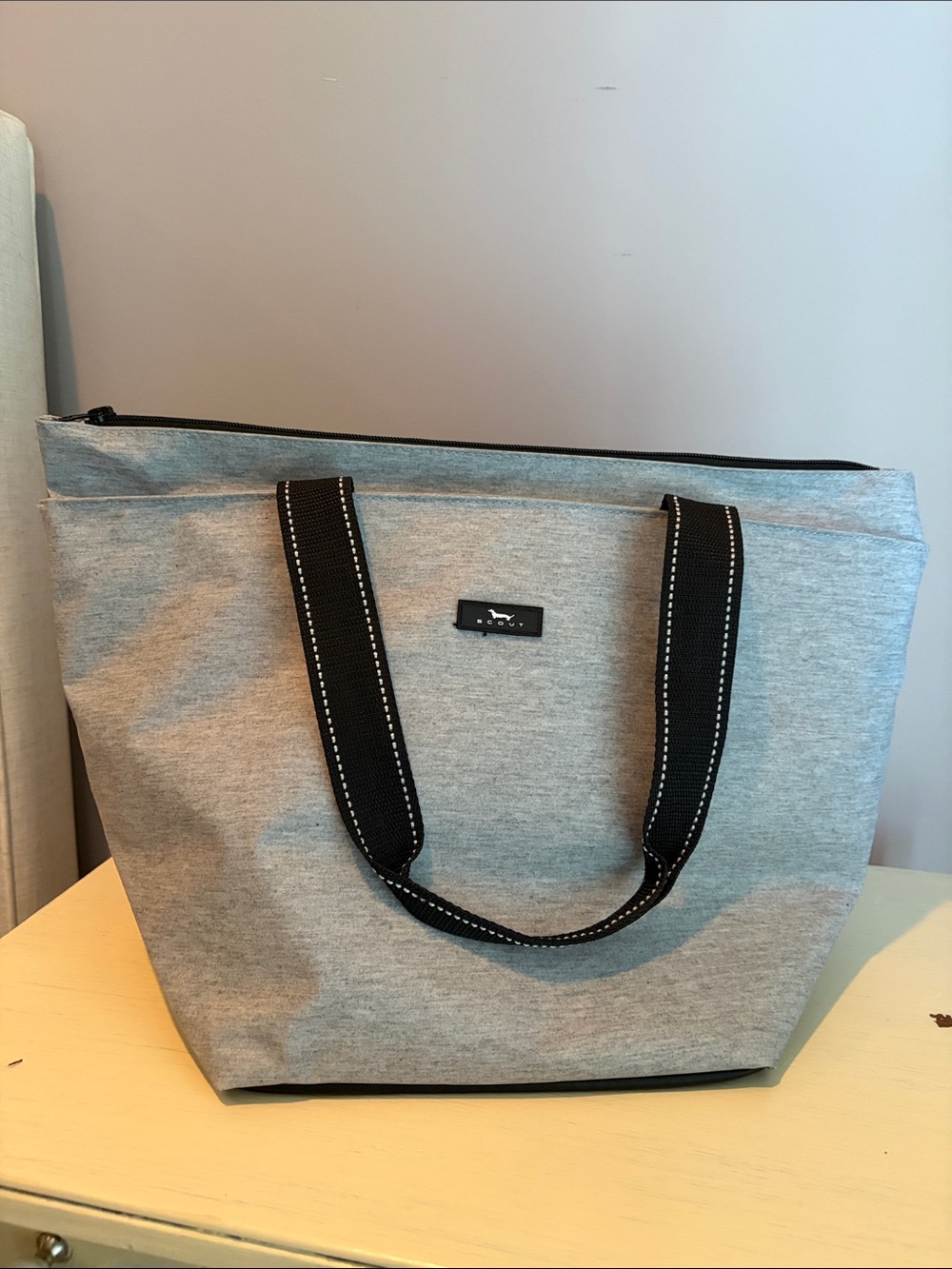Scout Large Everyday Tote in Gray with Black Straps